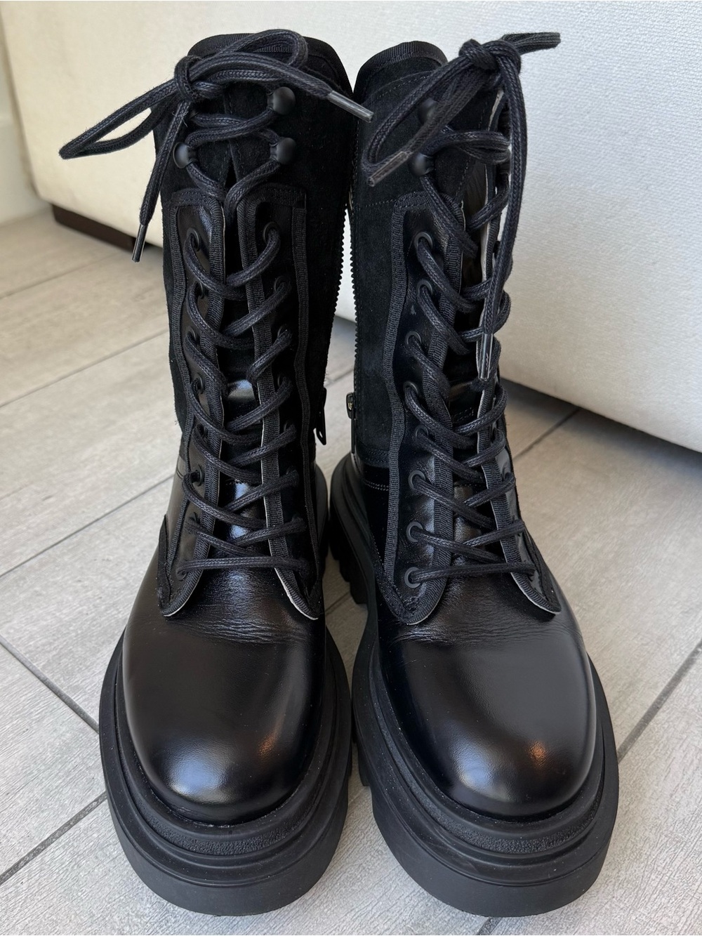 All Saints Alexia Lug Sole Combat Boot Women - Picture 12 of 14